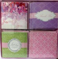 Spa Day ~ 16 Blank Designer Mini Notecards ~ 2 3/4" ~ 4 Each of 4 Designs ~ Thank You & Just a Note