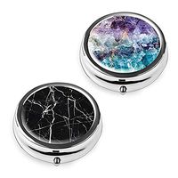 Pill Box Set of 2 - Lizimandu Compact 3 Compartment Medicine Case, Pill Box for Pocket or Purse (Marble)