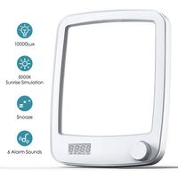 CrazyFire Light Therapy Lamp,Sun Lamp with 10000 Lux,Sunrise Alarm Clock with 6 Alarm Sounds,Snooze Function,20 Brightness and Standing Bracket,Happy Light for Home and Office Use