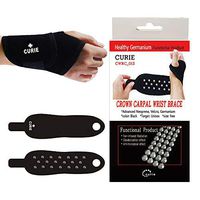 CARPAL WRIST BRACE - CURIE GERMANIUM PRODUCT - Wrist Wrap for Sprain & wrist inflammation Relief for Women & Men, Carpal Tunnel Syndrome Support Brace, Free Size, Black (Single Brace)
