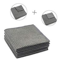 Microfiber Dish Cloths High Absorbent Dish Rags for Kitchen Cleaning Wash Cloth Towels with Scrub Side, Lint Free, Fast Drying (Gray-4pack, 12inch x 12inch)