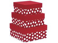 POLKA DOT RED Nested BoxesLARGE 3 Piece Square Gift Boxes (3 unit, 1 pack per unit.)
