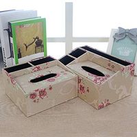 T-ZJHC Multi-Function Tissue Box Desktop Living Room Coffee Table Remote Control, Butterfly Love Flower, Large Size (26.5 12 9.5 16.5CM)