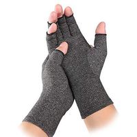 Non-Slip Copper Arthritis Gloves Comfy Fit, Breathable & Moisture Wicking Fabric, Men & Women Open Finger Hand Compression Gloves for Joint Pain Symptom Relief, Ease Muscle Tension - M …