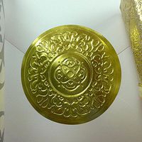 2" Round Gold Medallion Embossed Foil Seal Stickers, Medallion Holiday Seal - 50 pcs