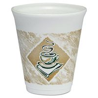 Dart Foam Hot/Cold Cups, 8oz, White w/Brown & Green, 1000/Carton
