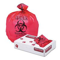 Jaguar Plastics IW2432R Health Care"Biohazard" Printed Liners, 1.3mil, 24 x 32, Red, 250/Carton