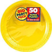 Big Party Pack Paper Plates | 9" | Sunshine Yellow | Pack of 50 | Party Supply