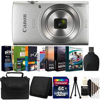 Canon PowerShot IXUS/ELPH 180 8X Optical Zoom Ultra Slim Digital Camera with Photo Editing Software Bundle