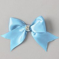 Homeford Pre-Tied Satin Bows with Rhinestone (Large, Blue)
