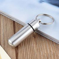 Mini Portable Waterproof Aluminum Silver Pill Box Case Bottle Cache Drug Holder Container With Key-Chain Key Holder