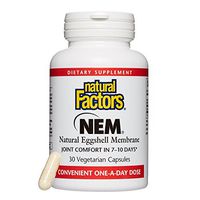 Natural Factors, NEM Natural Eggshell Membrane, Promotes Joint Comfort and Flexibility with Collagen, Chondroitin and Hyaluronic Acid, 30 capsules (30 servings)