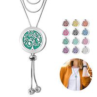 Aromatherapy Essential Oil Diffuser Necklace - ttstar 316L Stainless Steel Sliding Clasp Ring Adjustable Aromatherapy Locket Pendant Diffusing Necklaces