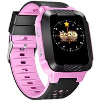1.44"GPS Tracker Smart Watch Phone for Kids with SIM Solt Pedometer SOS Camera Smart Bracelet Smartwatch Boys Girls Children Halloween Cybery Monday Holiday Fitness Tracker Toy (PinkBlack)