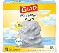 Glad Tall Kitchen Drawstring Trash Bags - OdorShield 13 Gallon Grey Trash Bag, Febreze Fresh Clean - 80 Count