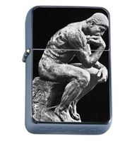 Auguste Rodin The Thinker Windproof Refillable Flip Top Oil Lighter with Tin Gift Box D-317