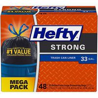 Hefty Strong Multipurpose Extra Large Trash Bags, 33 Gallon, 48 Count