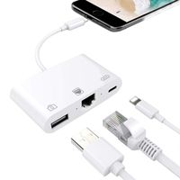 Lukkahh 3 in 1 Phone to 100Mbps RJ45 Ethernet LAN Wired Network Adapter, Phone to USB Camera Adapter, Charging & Data Sync OTG Adapter Compatible for iPhone/iPad