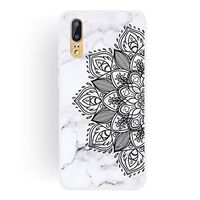 JUNXI Phone case Phone Cover Half Flower Frosted Matte Semi-Transparent TPU Marble Phone Case for Huawei P20 Lite/Nova 3e Shockproof