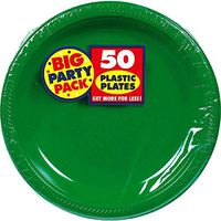Big Party Pack Festive Green Plastic Plates | 7" | Pack of 50 | Party Supply