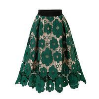 Casual Skirt,Meet&sunshine Womens Crotch Lace Knee Length Ladies Soft Stretch Flared Printed Skater Skirt (Green, XXXXXL)