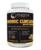 Pristine Foods Turmeric Curcumin Immune Booster Supplement w Ginger BioPerine Black Pepper Extract Best Joint Pain Relief Anti-Inflammatory Antioxidant Anti-Aging Support Non-GMO Vegan Gluten-Free