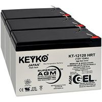 Battery 12V 12Ah - Fresh & Real 14.0 Amp - Gel Deep Cycle AGM/SLA Designed for Generic Use - Genuine KEYKO KT-12120 HRT - F2 Terminal - 3 Pack
