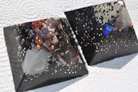 2 med Sized Aesthetic Multicolored Crystal Orgone Energy Pyramids for EMF Protection Headache Relief Collectibles Home Decoration Improved Sleep Chakra Balancing Beautiful Positive Energy Devices