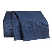 1800 COUNT 4 PIECE DEEP POCKET BED SHEET SET - CHECKERED COLLECTION/ King Navy Blue