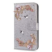 Amocase Glitter Case with 2 in 1 Stylus for Huawei Mate 20,Luxury Diamond 3D Crystal Butterfly Flower Magnetic Wallet Soft PU Leather Stand Shockproof Case for Huawei Mate 20 - Silver