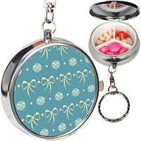 Portable 3 Compartments Metal Pill Organizer Keychain Stash Case Box (Retro Candy Dots Lace)