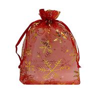 Ankirol 100pcs Christmas Organza Favor Bags Snowflake Jewelry Candy Gift Bags Samples Display Drawstring Pouches (red, 4x6)
