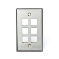 Leviton 43080-1S6 QuickPort Wallplate, Single Gang, 6-Port, Stainless Steel
