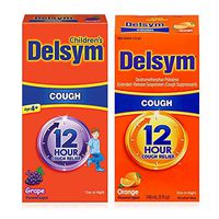 Delsym Parent & Child Bundle- Children's 12 Hour Cough Relief Liquid, (5 oz.), Grape & Adult 12 Hour Cough Relief Liquid, (5 oz.), Orange, Day Or Night Extended Release, 1 Each