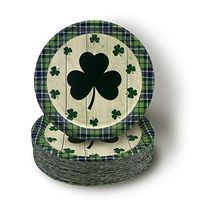 Pandecor St. Patrick's Day Party Supplies 50PCS Green Shamrock Disposable Paper Plates 7 Inch Dessert Plates
