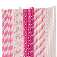 Pink Princess Paper Straw Mix - Hot Pink and Pink (100)
