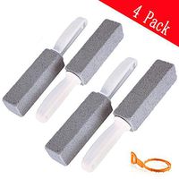 Pumice Cleaning Stone with Handle,4 Pack Hard Water Remover, Stains and Paint& Pool Tile Cleaner Brush for Toilet/Kitchen/Grill/Bath/Spa/Tile