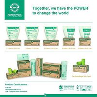 POWERTEC ASTM D6400 Certified Compostable Bags – 100 Count | 30 Liter - 8 Gallon Trash Bags, 0.85 Mil, US BPI and European OK Compost Home Certification - 100% Sustainable Green Products