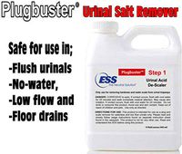 Commercial Grade Urinal Salt Remover (1 Bottle) Used for Unplugging, Unclogging by Removing Rust, Scale and Uratic Salt from Urinals, drains and Traps. Safe for Plumbing and Drains (by Plugbuster)