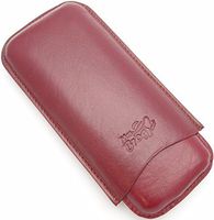 Leather Cigar Pouch for 3 - Authentic Full Grade Buffalo Hide Leather - Burgundy