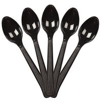 JAM PAPER Premium Utensils Party Pack - Plastic Spoons - Black - 48 Disposable Spoons/Pack