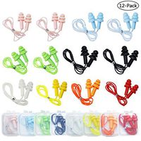 Aoutacc Waterproof Corded Earplugs Silicone, Swimming Earplugs Noise Cancelling Tree-Shape Reusable Cord Earplugs for Sleeping Swimming Bathing Travel (12 Pack)