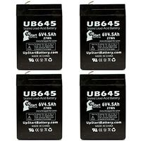 4 Pack Replacement for Surelite RB12V6 Battery - Replacement UB645 Universal Sealed Lead Acid Battery (6V, 4.5Ah, 4500mAh, F1 Terminal, AGM, SLA) - Includes 8 F1 to F2 Terminal Adapters