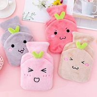 Cartoon Plush Hot Water Bottle Warm Water Bag with Cute Stuffed Animal Cover, Classic Rubber Explosion-Proof Hot or Cold Water Bottle 1PC (Gray)