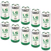 10x SAFT LS33600BA Size D 3.6V 1700mAh Lithium Battery for Smart Munitions, RFID Tracking, Intrusion Sensors, Invisible Fencing, Theft Prevention, Locator Beacons, Fleet Monitoring
