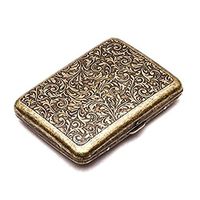Mexidi Metal Cigarette Case Box, Retro Double Sided Spring Clip Open Pocket Holder for 18 Cigarettes (Bronze)