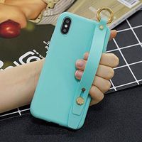 Amocase Soft Silicone Case with 2 in 1 Stylus for Samsung Galaxy A7 2018,Cute Sweet Candy Color Wrist Strap Stand Shockproof Anti-Scratch Flexible Case - Light Blue