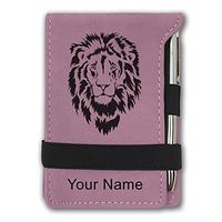 Mini Notepad, Lion Head, Personalized Engraving Included (Pink)
