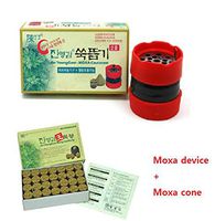 Korea Natural JinYoungGam Mugwort Wormwood Device Holder Plate Warmer Cone 56PC (Device 1+Moxa Cone 1 Set)
