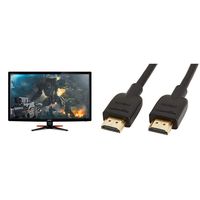 Acer GN246HL Bbid 24-Inch Full HD (1920 x1080) Widescreen 3D Gaming Monitor|144Hz Refresh Rate|1ms Response Time| (1 x VGA, 1 x DVI, 1 x HDMI) & AmazonBasics High-Speed 4K HDMI Cable, 6 Feet, 1-Pack